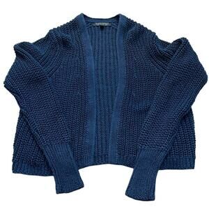Banana Republic Women's Blue 100% Linen Knit Open Front Cardigan Sweater Size L